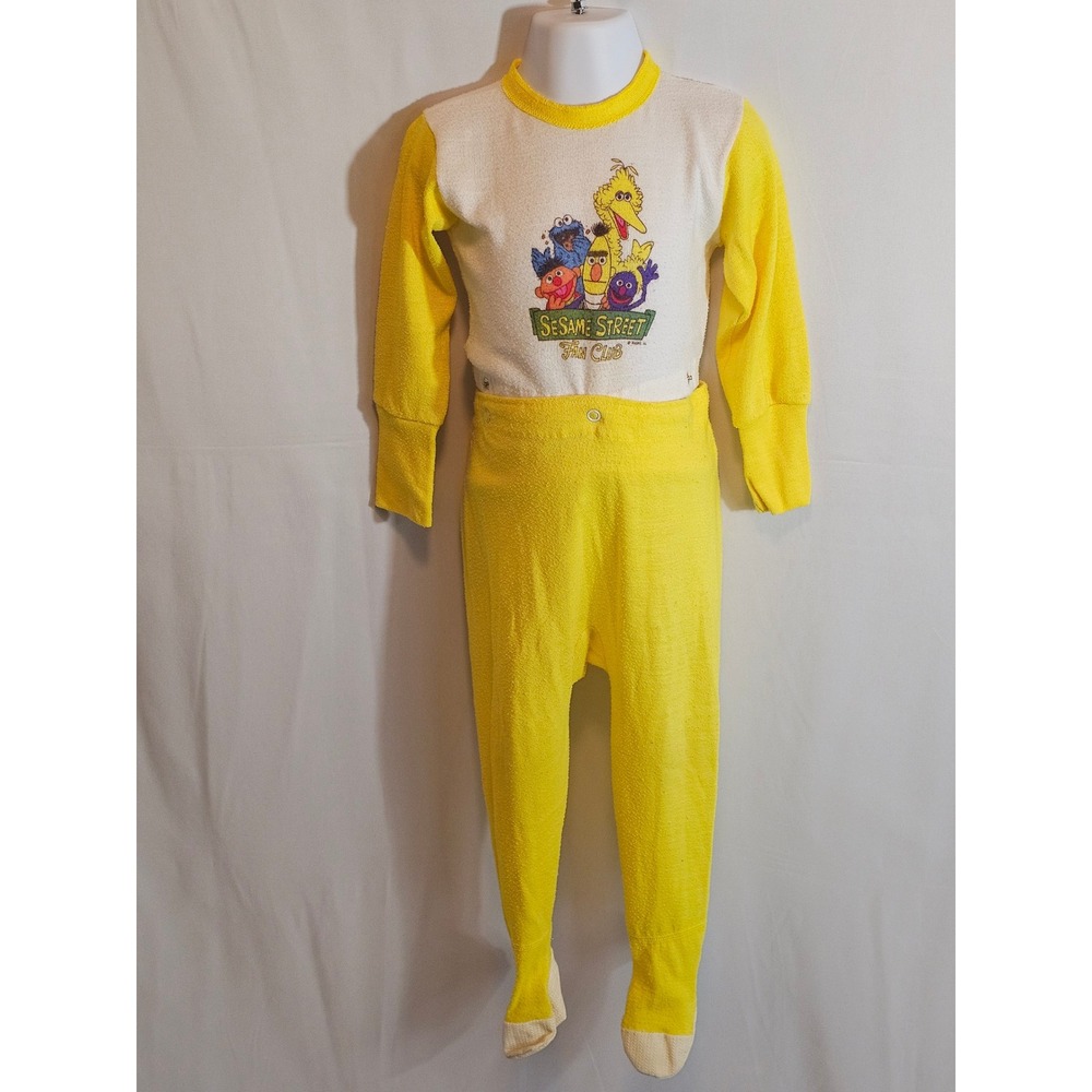 Vintage Toddle Time Sesame Street‎ Snappable Pajama Set-Size 3t-70's/80's